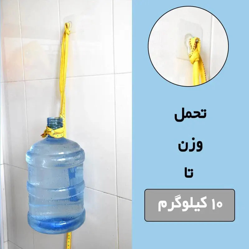 میخ چسبی شفاف وارداتی تحمل تا 10 کیلوگرم بسته 10 عددی